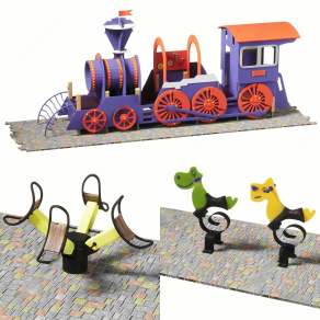 现代儿童户外中小型娱乐设施3D模型下载